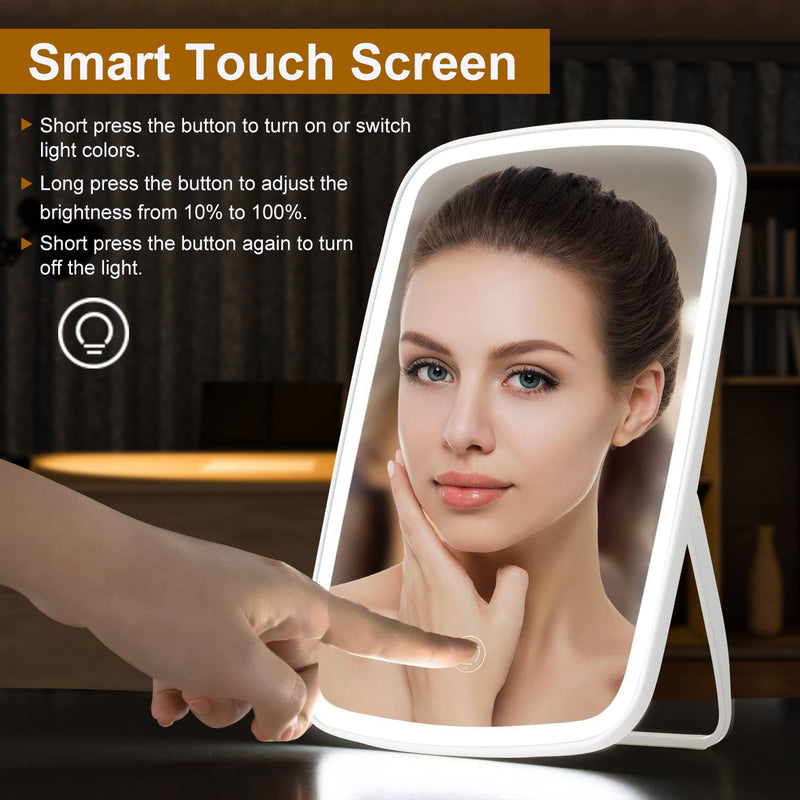 LED Makeup Mirror — Touch Control, 3 Light Modes, USB