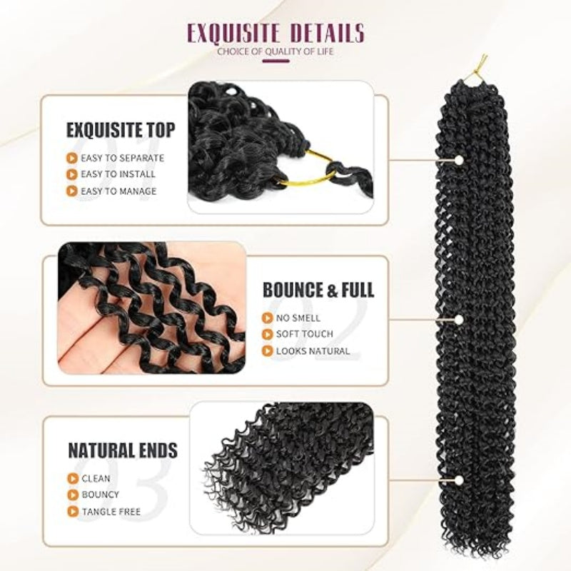 Bohemian Water Wave Crochet Hair — Butterfly & Faux Braid Ready, 60g