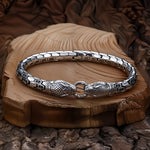 Dual Snake Head Honeycomb Scale Bracelet For Men, Copper Plated Silver Inlaid Black CZ Antique Oxidized Gothic Biker Vintage Wrist Jewelry Gift