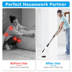 Electric Spin Scrubber Cordless Rechargeable Telescopic Cleaning Brush 8 Replaceable Heads 2 Speed Adjustable Extension Arm Bathroom Tub Tile Floor 1Pc