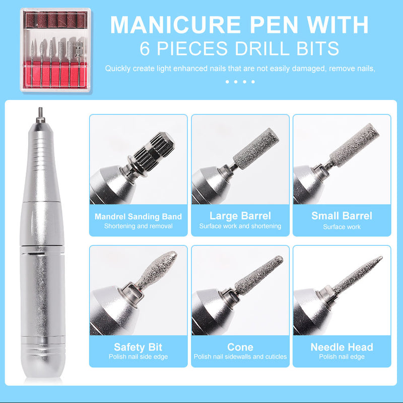 Rechargeable Nail Drill Kit — 45000 RPM, Cordless