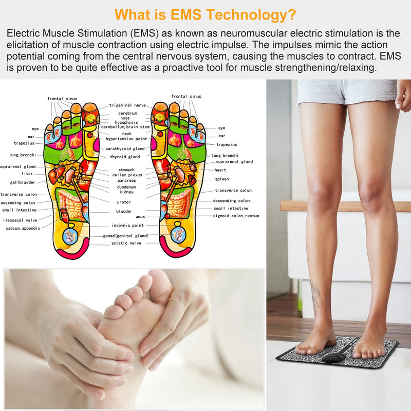 EMS Foot Massage Pad For Mothers' Day Gift Electric Stimulator Massager Unit Rechargeable Leg Reshaping Muscle Battery Powered Type And Rechargeable Type Options