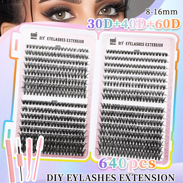 Cluster Lash Book — 640 Segmented Lashes, 32 Rows