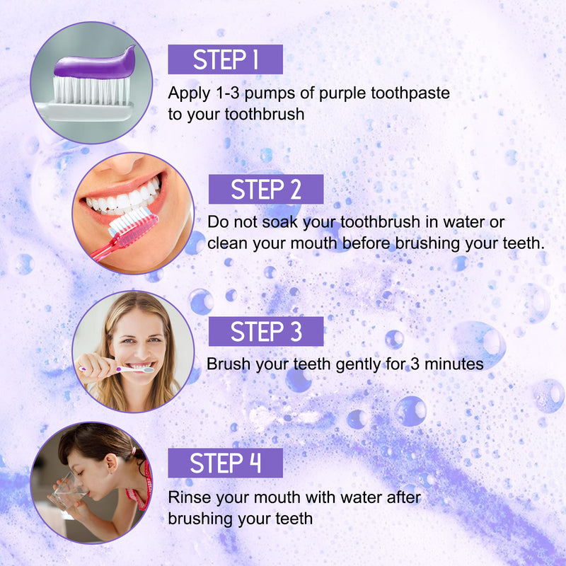 Jaysuing Purple Tooth Whitening Toothpaste, Brightens Teeth Cleans Stains And Relieves Bad Breath Beautiful Teeth Toothpaste