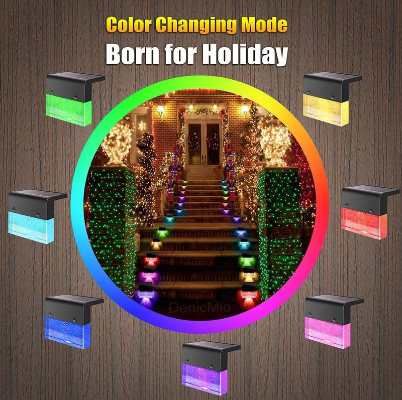 Solar RGB Step & Fence Lights — Weatherproof Color-Changing Glow