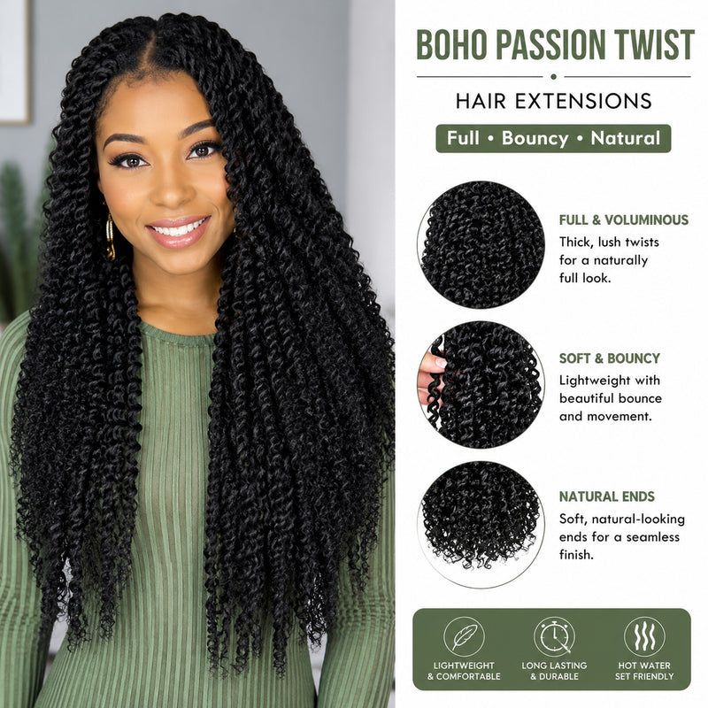 Bohemian Water Wave Crochet Hair — Butterfly & Faux Braid Ready, 60g