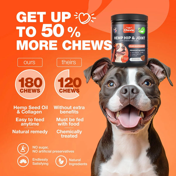 Hemp Glucosamine Chews for Dogs — Hip, Joint & Coat Support