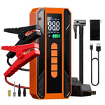 Air Pump Car Jumper Starter Portable Battery Pack With 150PSI Tire Inflator, 12V Jumper Box For Car Charger Battery Booster With LCD Display, 3-Mode Emergency Flashlight