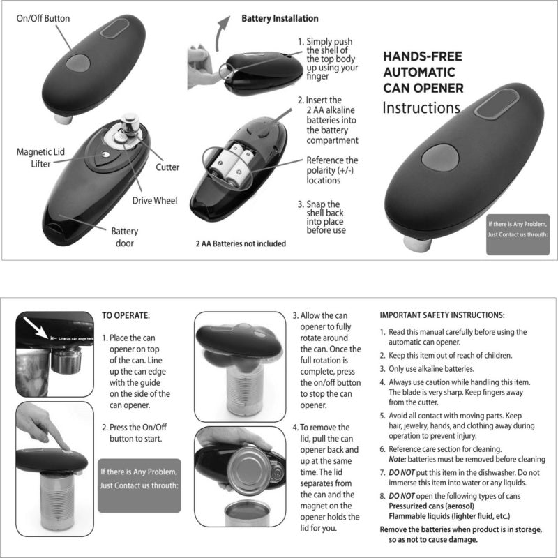 One-Touch Electric Can Opener — Effortless Opening, No More Struggling