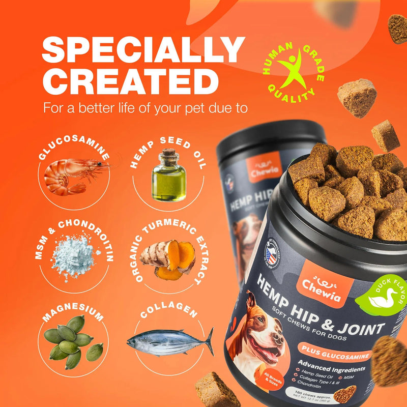 Hemp Glucosamine Chews for Dogs — Hip, Joint & Coat Support