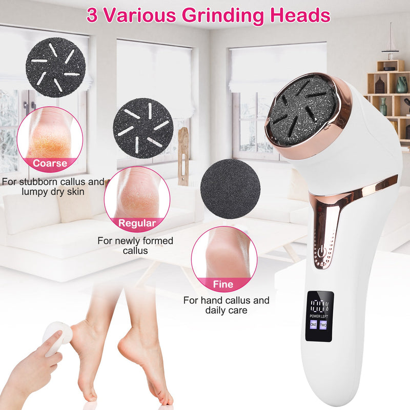 Electric Foot Callus Remover With Vacuum Foot Grinder Rechargeable Foot File Dead Skin Pedicure Machine With 3 Grinding Heads 2 Speeds Foot Care Tool 17Pcs