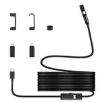 1Set Endoscope Camera 1920P HD IP67 Waterproof Inspection Borescope Tool With Light And 8 & 1 Dual Lens 16.4ft Semi Rigid Snake Cable Stepless Brightness APP Control For IOS And Android