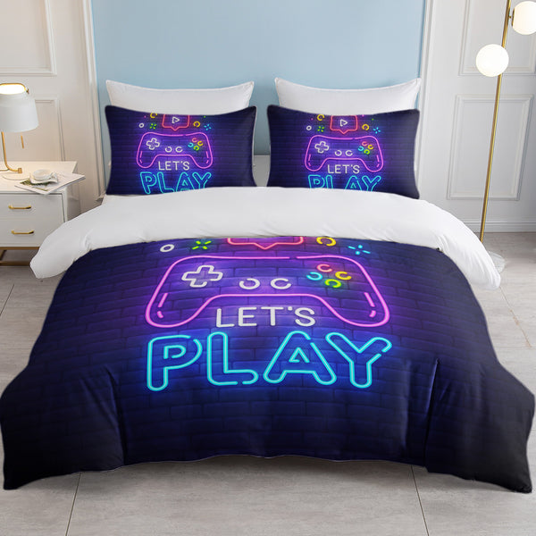 Gamer Duvet Cover Set — Controller Print, 2 Pillow Shams