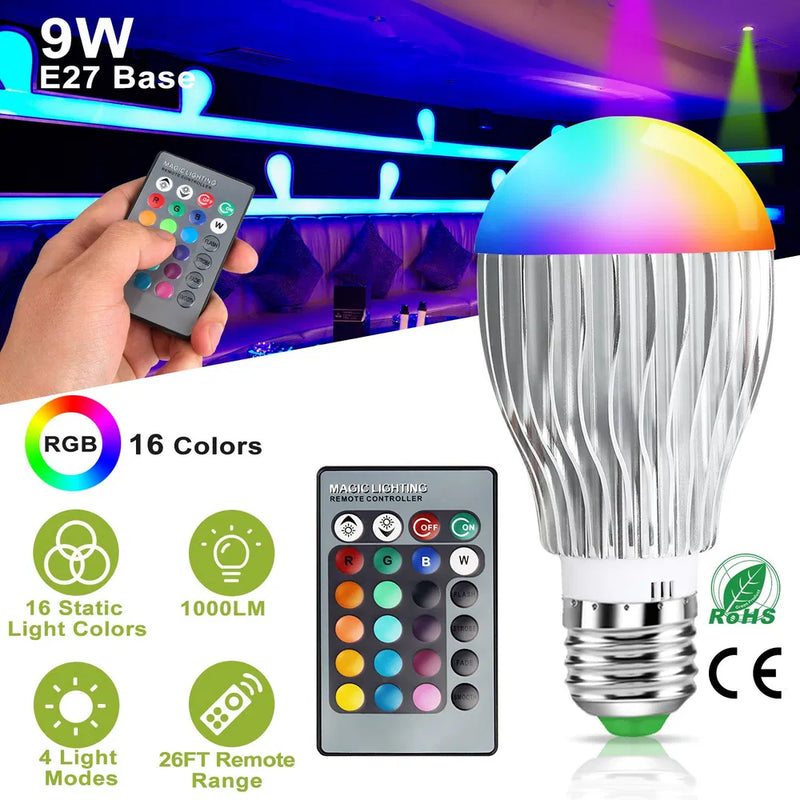 RGB Smart Bulb — Remote-Controlled Mood Lighting, E27 16-Color