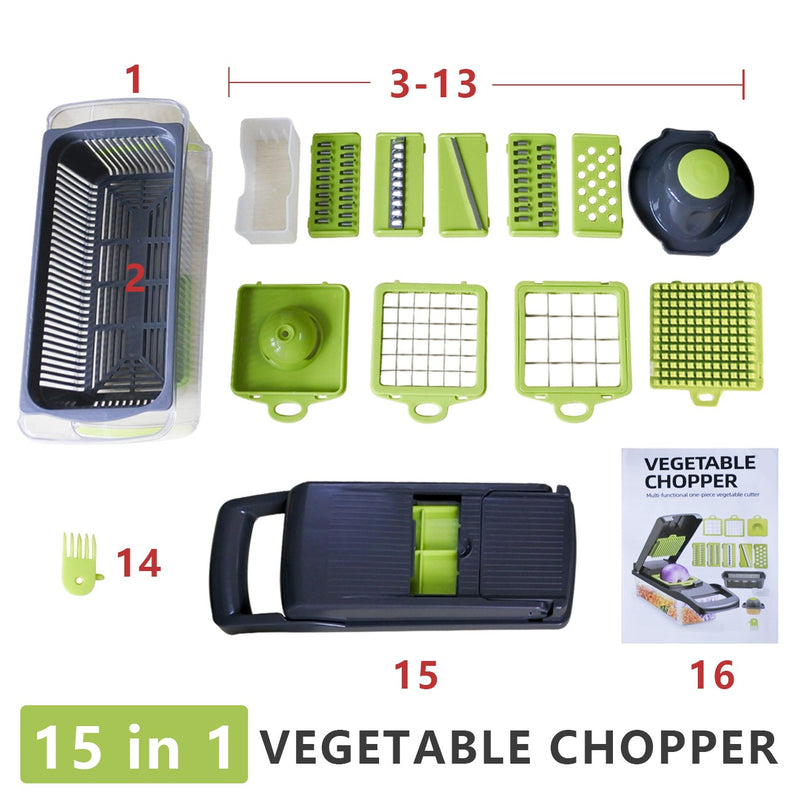 Vegetable Chopper — Dice, Slice & Peel in Half the Time 15-in-1