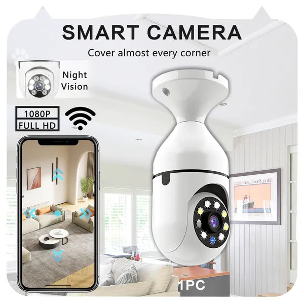 Light Bulb Security Camera (2-Pack) — Night Vision, Two-Way Audio 360°