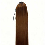 Straight Ponytail Extension Drawstring Ombre Brown LongClip-in Hairpiece For Black Women Synthetic Hair ExtensionsNatural Fit