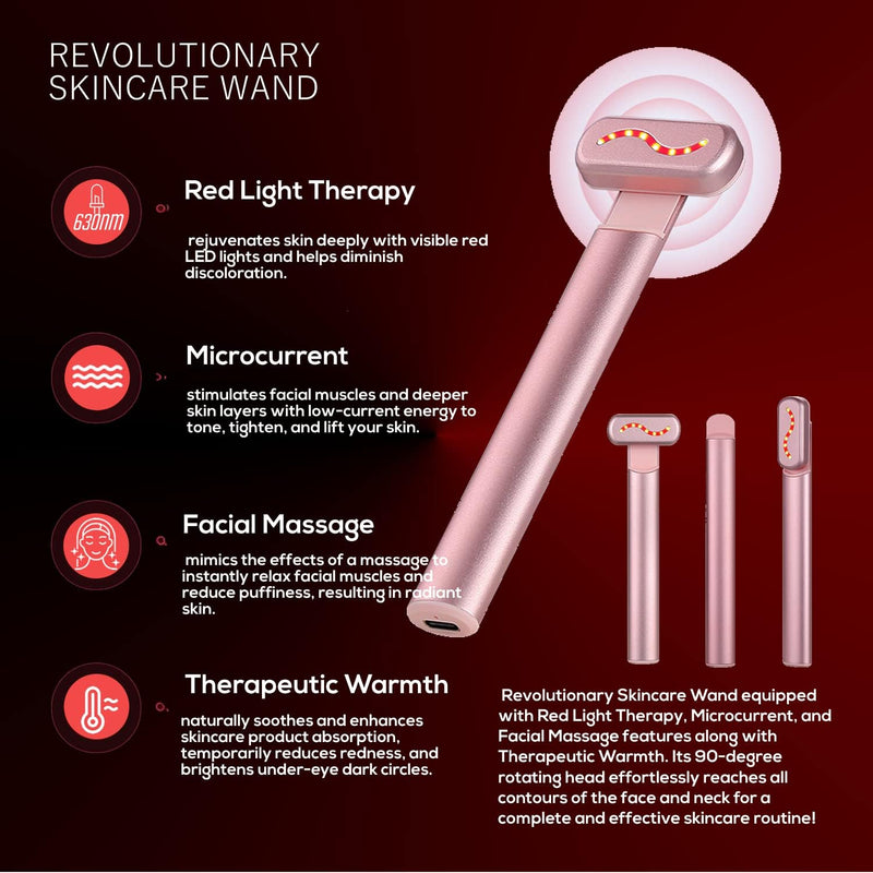 4-in-1 LED Light Therapy Facial Wand — Vibration Massage
