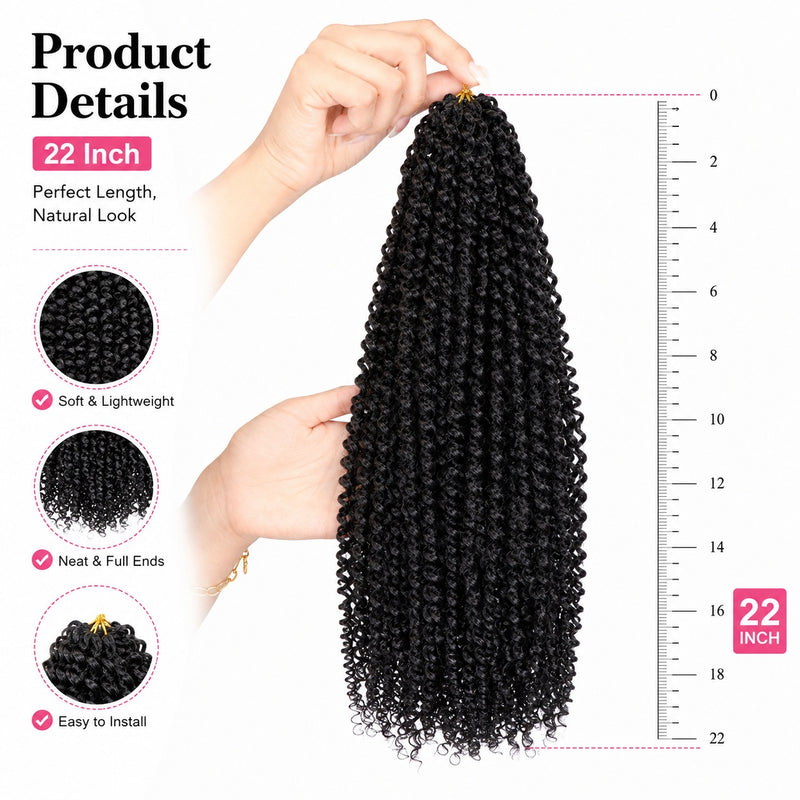Bohemian Water Wave Crochet Hair — Butterfly & Faux Braid Ready, 60g