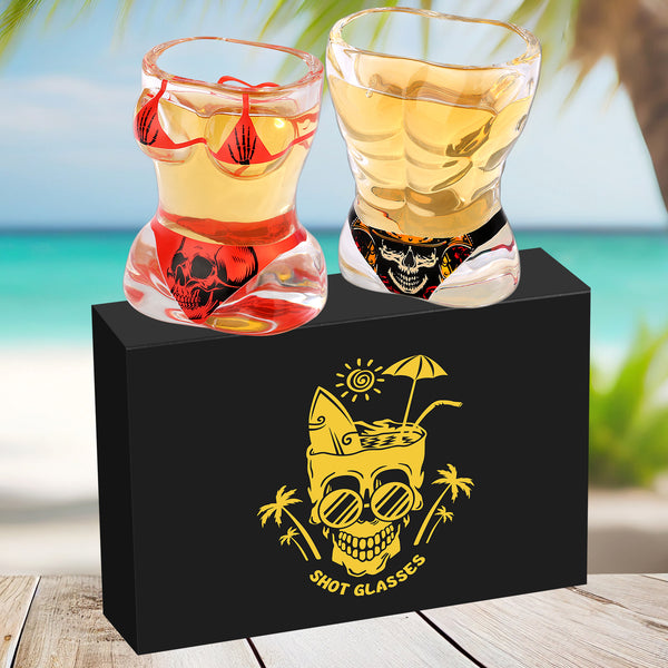 Skull-Style Novelty Shot Glasses (Set of 2) — Fun Conversation-Starter Gift