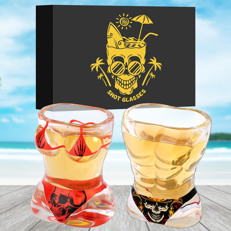Skull-Style Novelty Shot Glasses (Set of 2) — Fun Conversation-Starter Gift