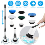 Electric Spin Scrubber Cordless Rechargeable Telescopic Cleaning Brush 8 Replaceable Heads 2 Speed Adjustable Extension Arm Bathroom Tub Tile Floor 1Pc