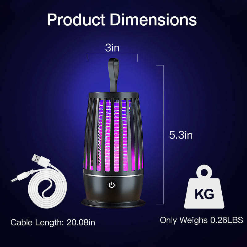 Rechargeable UV Bug Zapper Lamp — Covers Up to 1,615 Sq Ft