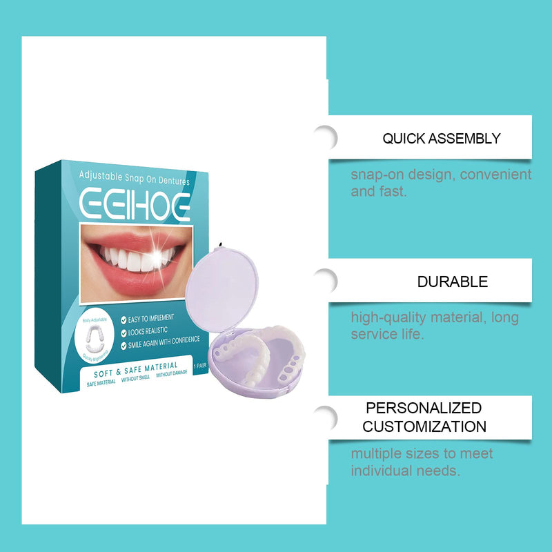 EELHOE Adjustable Snap On Dentures Temporary Gap Filling Orthodontic Dentures Kit