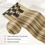 Heat Resistant Hairpiece Cool Brown WithBlonde Highlights For Women High-Quality Durable Easyto Use Versatile Styling Options Clip In