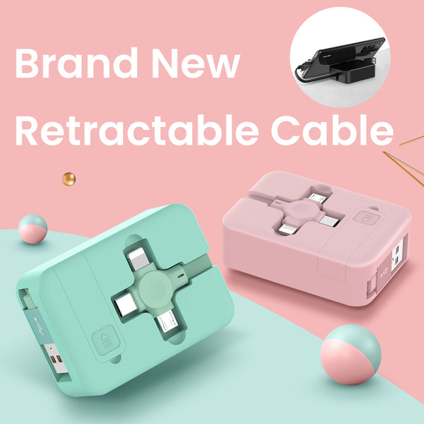 4-in-1 Retractable Charging Cable — With Phone Stand
