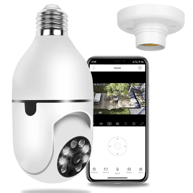 Pan-Tilt Light Bulb Camera — 1080P, Two-Way Audio, Auto Motion Tracking