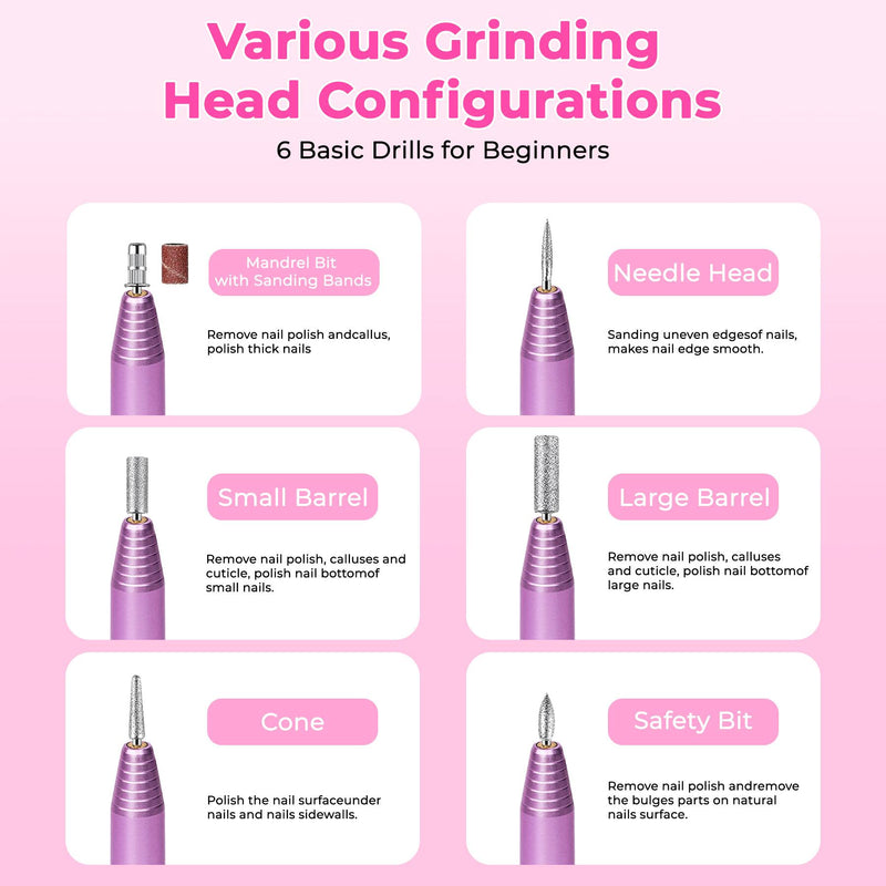 Portable Electric Nail File Kit — With Drill Bits