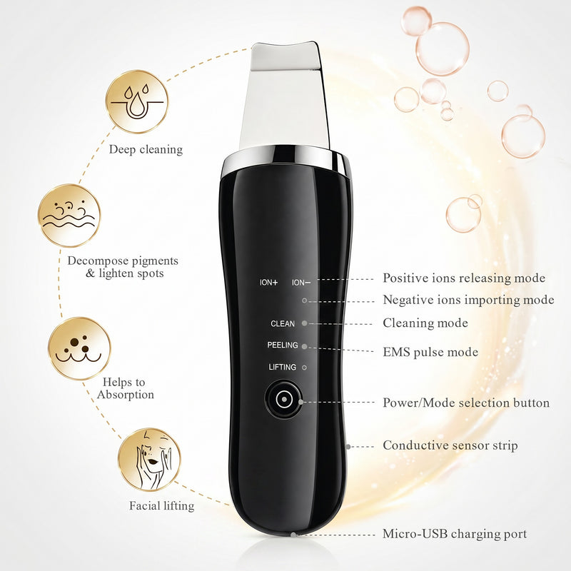 Ultrasonic Facial Skin Scrubber — Deep Pore Cleansing