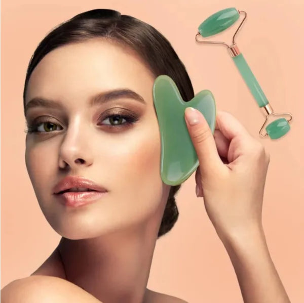 Gua Sha Facial Massage Stone Set (2-Piece) — Sculpt & De-Puff