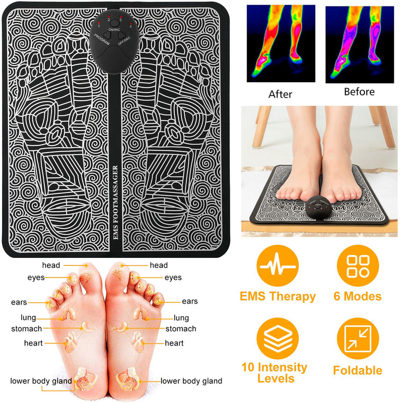 EMS Foot Massage Pad For Mothers' Day Gift Electric Stimulator Massager Unit Rechargeable Leg Reshaping Muscle Battery Powered Type And Rechargeable Type Options