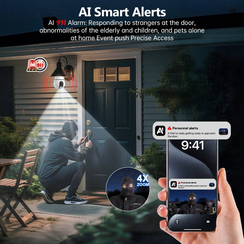Hidden Camera Light Bulb — Screws In Like a Bulb, Watches Everything 360°