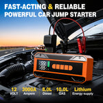 Air Pump Car Jumper Starter Portable Battery Pack With 150PSI Tire Inflator, 12V Jumper Box For Car Charger Battery Booster With LCD Display, 3-Mode Emergency Flashlight