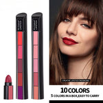 10-Color Matte Velvet Lipstick Set, 5-in-1 Long Lasting Non-Drying Lipstick Kit, Portable Multi-Color Lip Stick For Daily & Party Makeup