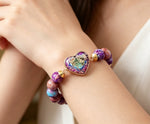 Heart-shaped Double-layer Woven Bracelet, European And American Style Natural Stone Adjustable Bracelet
