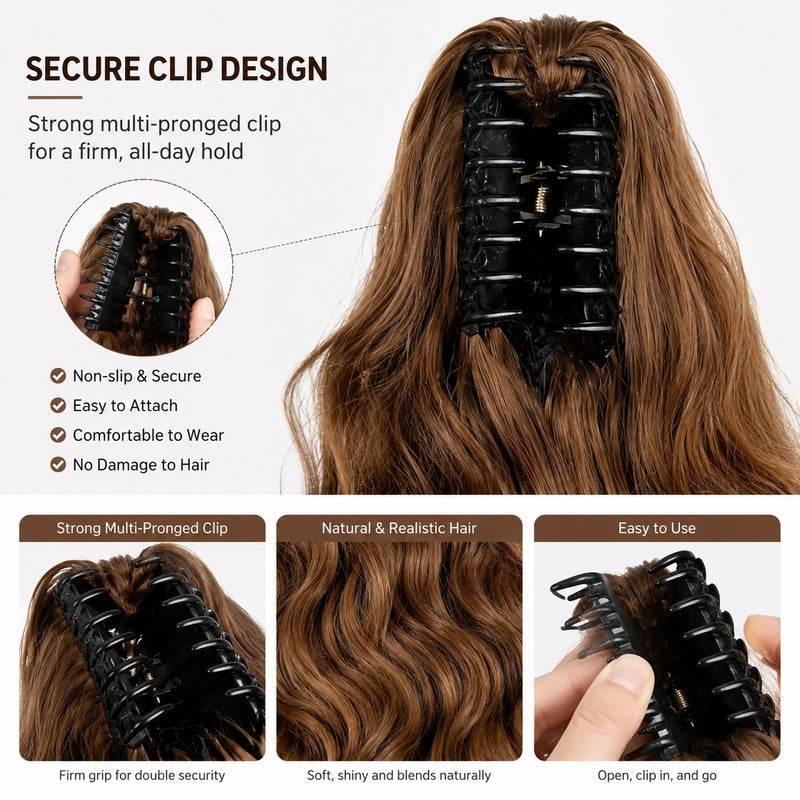 Wavy Clip-In Ponytail Extension — Instant Length & Volume 22