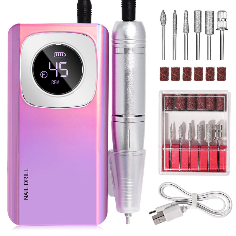 Rechargeable Nail Drill Kit — 45000 RPM, Cordless