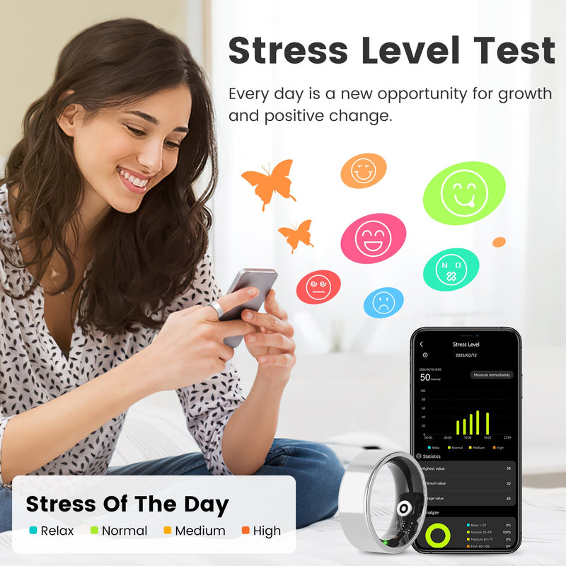 Smart Health Ring — 24/7 Heart Rate, Sleep & Stress Tracking, 7-Day Battery