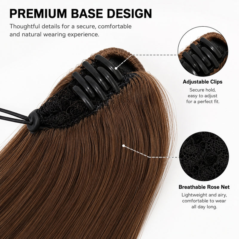 Ombre Drawstring Ponytail Extension — Sleek Straight, Natural Fit