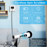 Electric Spin Scrubber Cordless Rechargeable Telescopic Cleaning Brush 8 Replaceable Heads 2 Speed Adjustable Extension Arm Bathroom Tub Tile Floor 1Pc