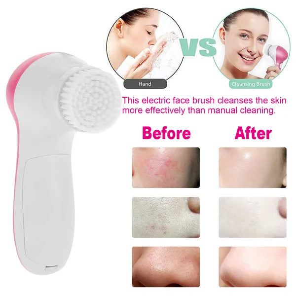 Spin Facial Cleansing Brush — Deep Clean in 60 Seconds, 5 Brush Heads