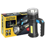 LED Flashlight USB Rechargeable Torch COB Spotlight Camping Light High Lumens Emergency Lamp 3 Modes Waterproof Must Provide A Hazardous Materials Shipping Label For Self-pickup Order Ship By USPS