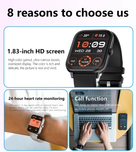 Smartwatch — Bluetooth Calling & Real-Time Heart Rate Tracking 1.83