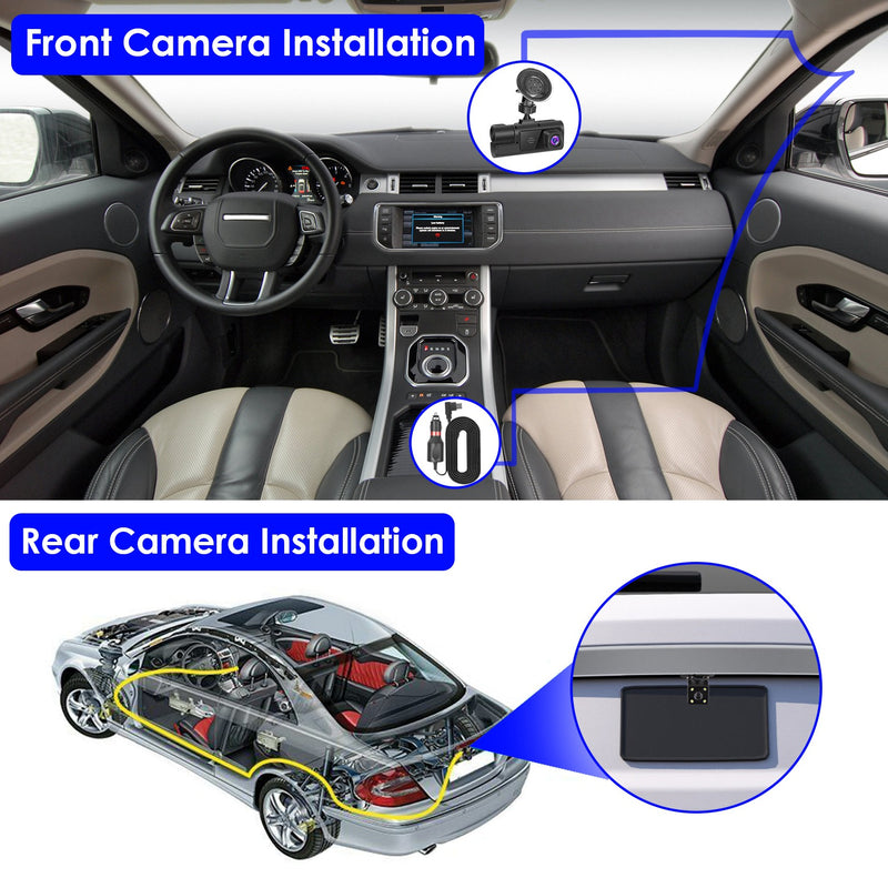 WiFi FHD 1080P Car Dash Cam 3 Channels Front Rear Inside Dash Camera With Loop Recording Reversing Visual 170 Degree Wide Angle 64G Card Included 1Pc