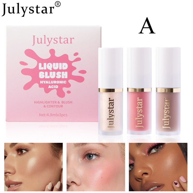 Facial Rouge Powder Blusher Lotion Lasting Pearly Lips Brightening Natural High Gloss Cosmetic Lotion Set