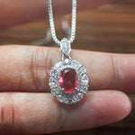 Oval Cut Hot  CZ Double Halo Pendant Necklace For Women, Copper Plated Silver White Cubic Zirconia Vintage Floral Halo Wedding Bridal Statement Jewelry Gift